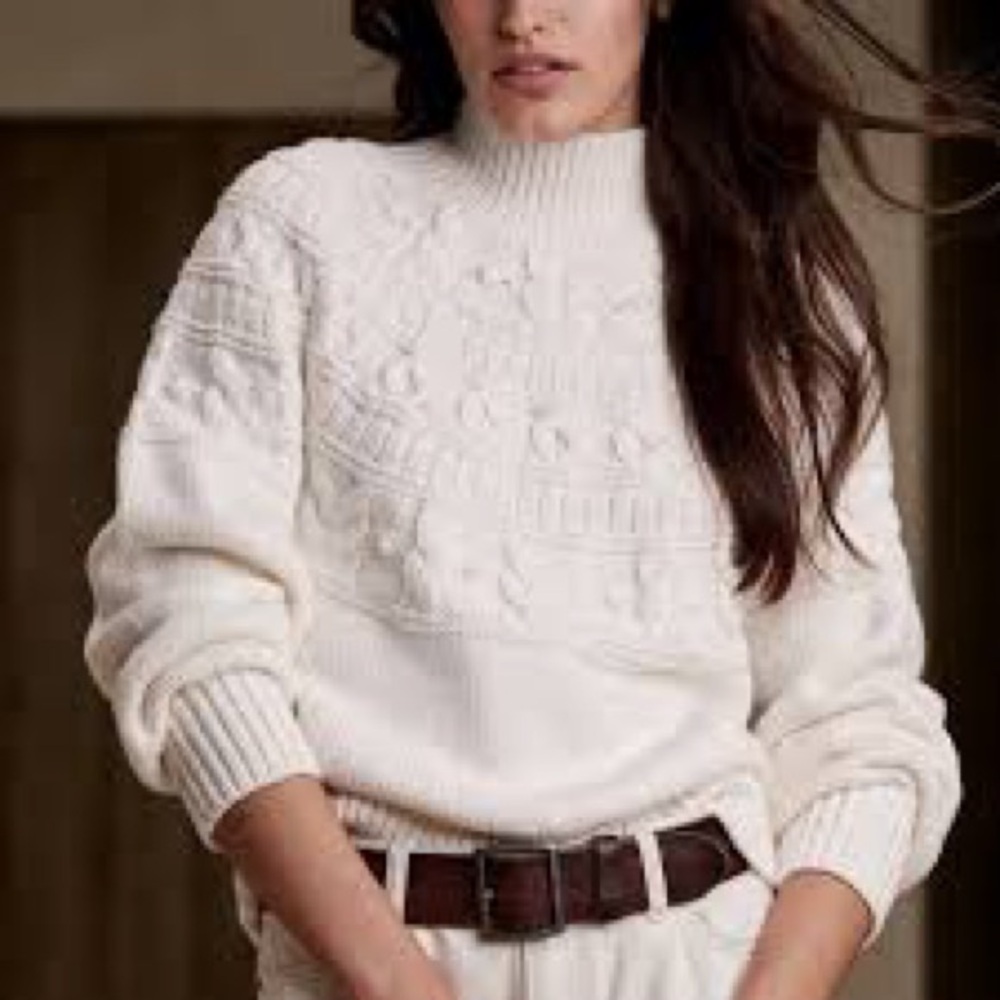 Banana Republic Couronne Snowday mock neck sweater in ivory  SZ XS